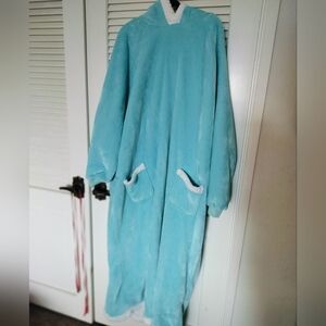 Oversized Sherpa Hooded Wearable Blanket Turquoise One Size